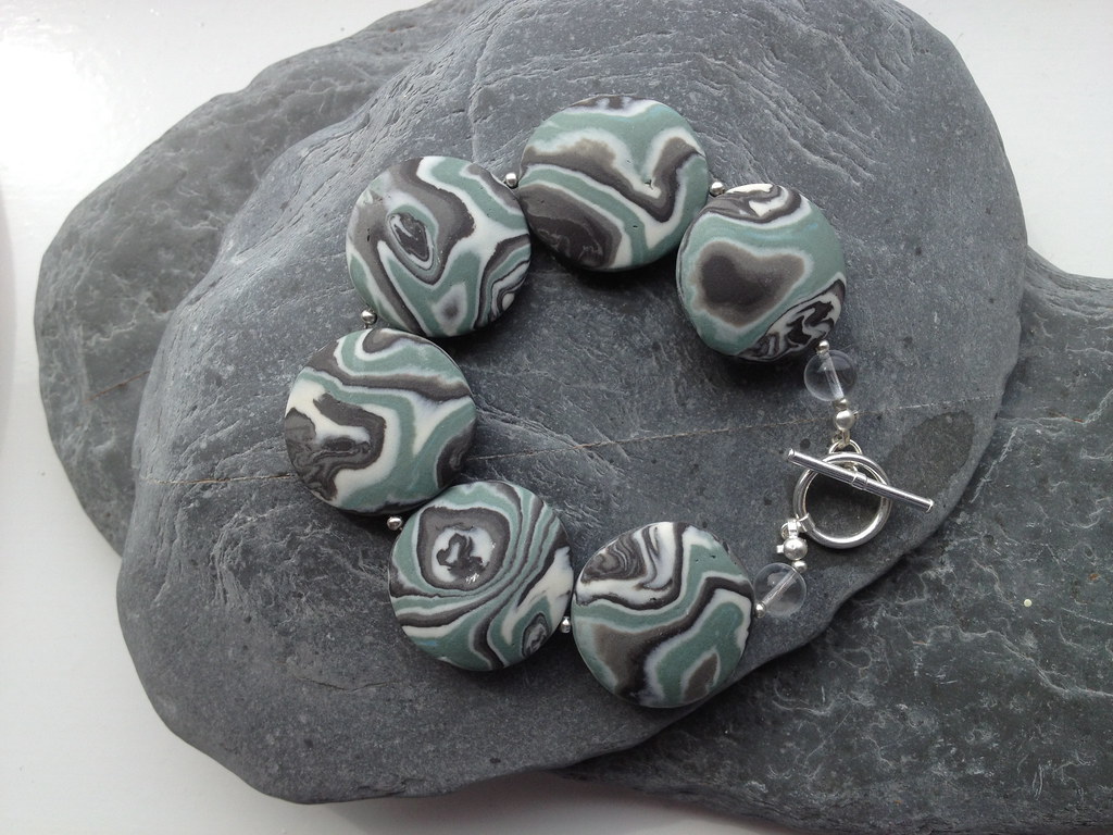 Gray, green, black and white mokume gane style porcelain h… Flickr