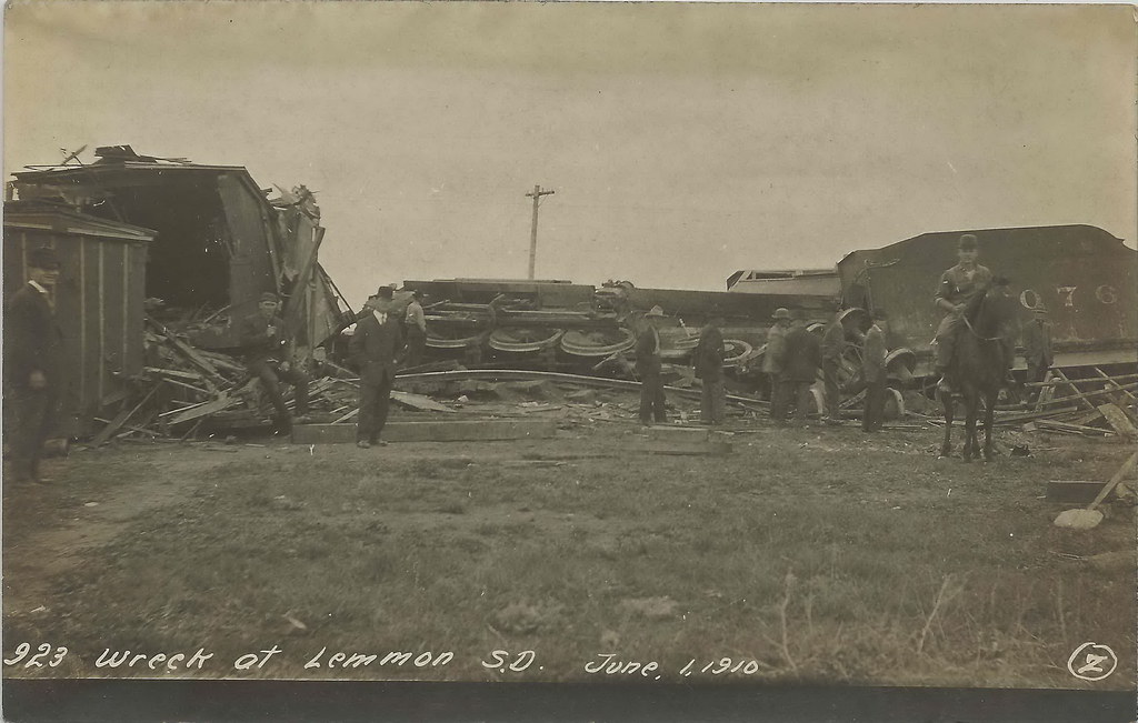 US SD Lemmon SD RPPC 1910 FELLA ON PONY AT TRAIN DISASTER … Flickr