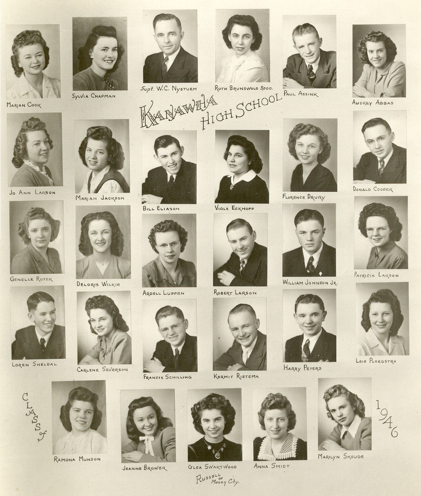 Kanawha, Iowa 1946 High School Graduating Class 1946, back… Flickr
