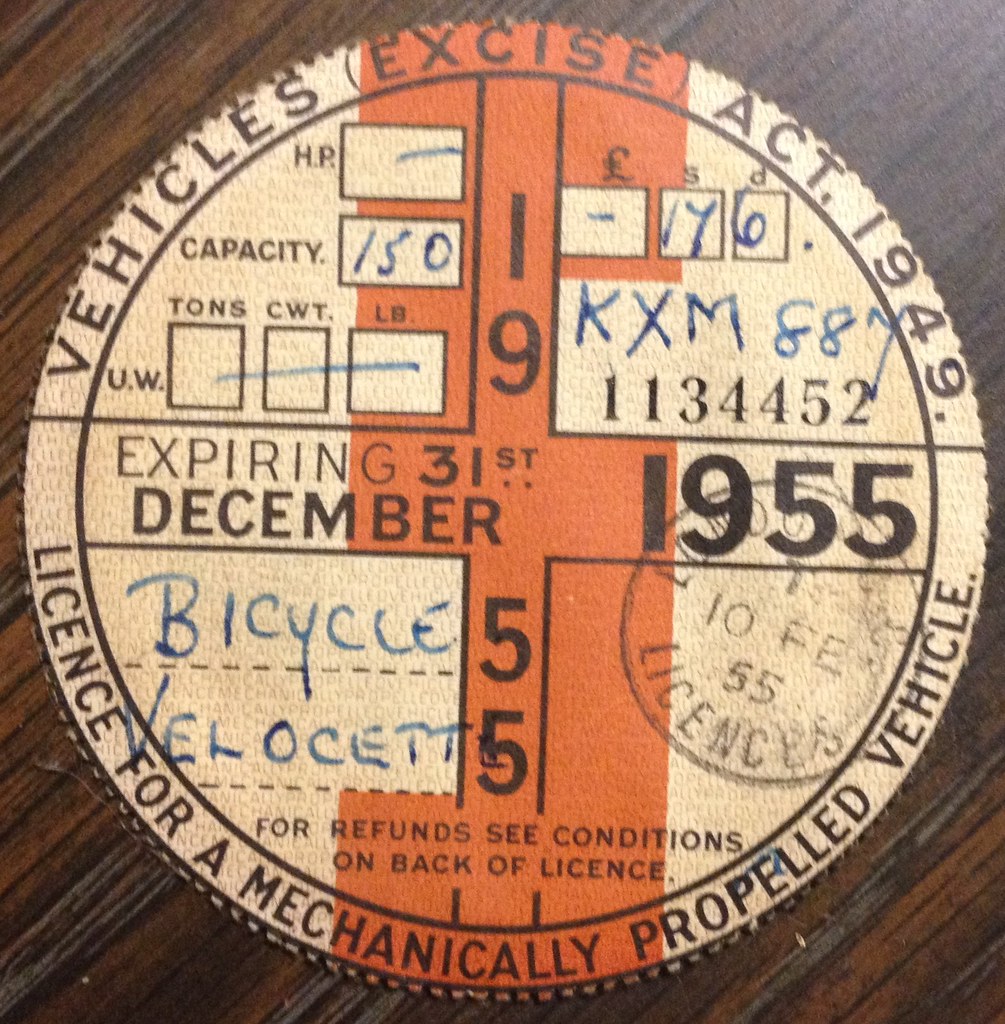 GREAT BRITAIN 1955 MOTORCYCLE TAX DISK FOR LICENSE PLAT… Flickr