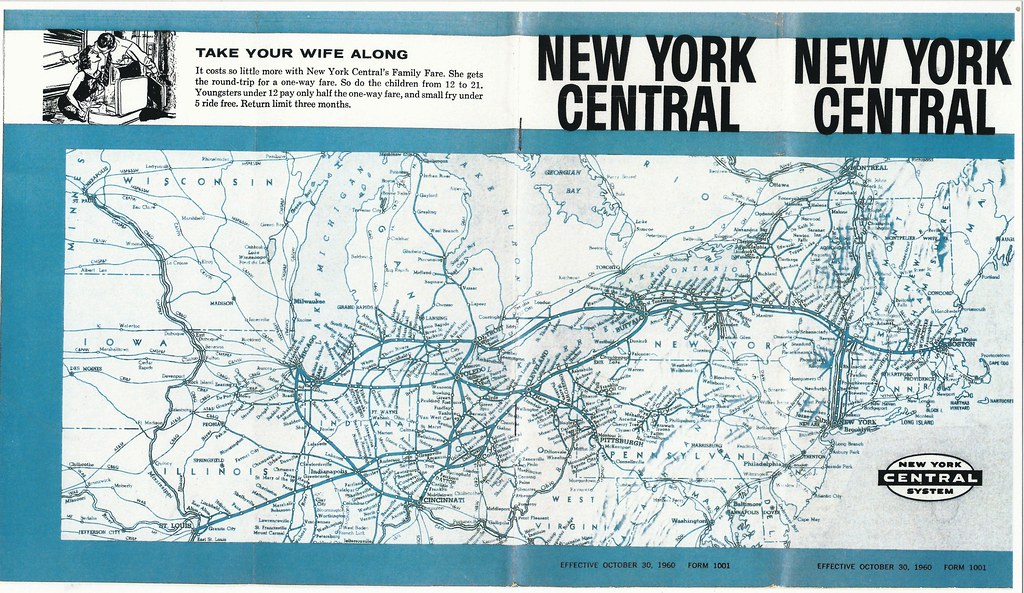 New York Central Railroad Map New York Central Railroad, Timetable, System Map, 1960 | Flickr