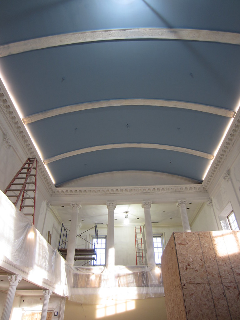 Gallery ceiling 1 Freshly painted Chapin Gallery ceiling williams