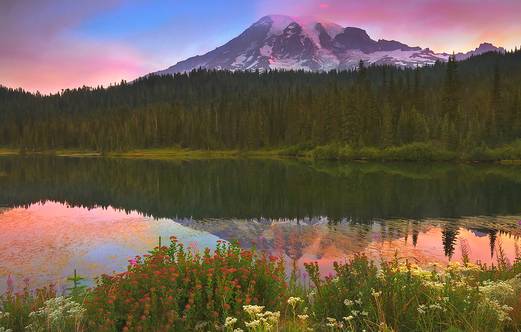 Postcard from Mt.Rainier Sunrise at Mt.Rainier, Paradise, … Flickr