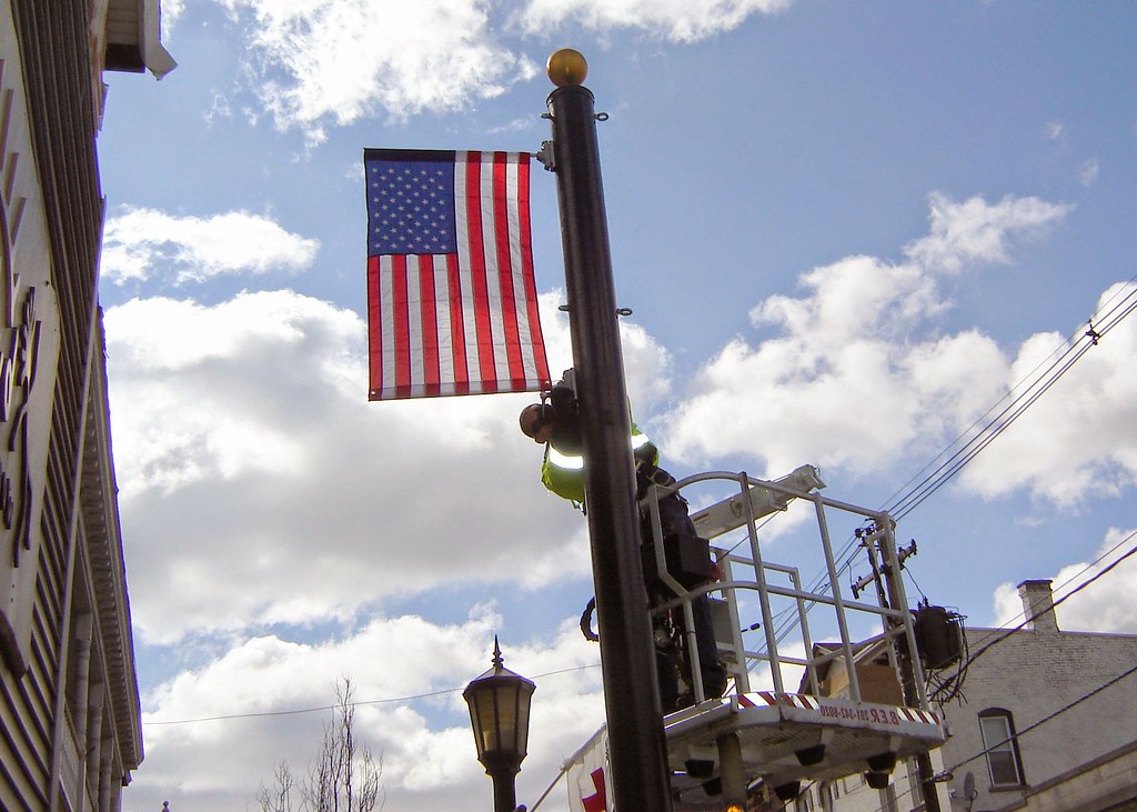 Custom American Flag Avenue Banner Newton, NJ Gates Flag & Banner
