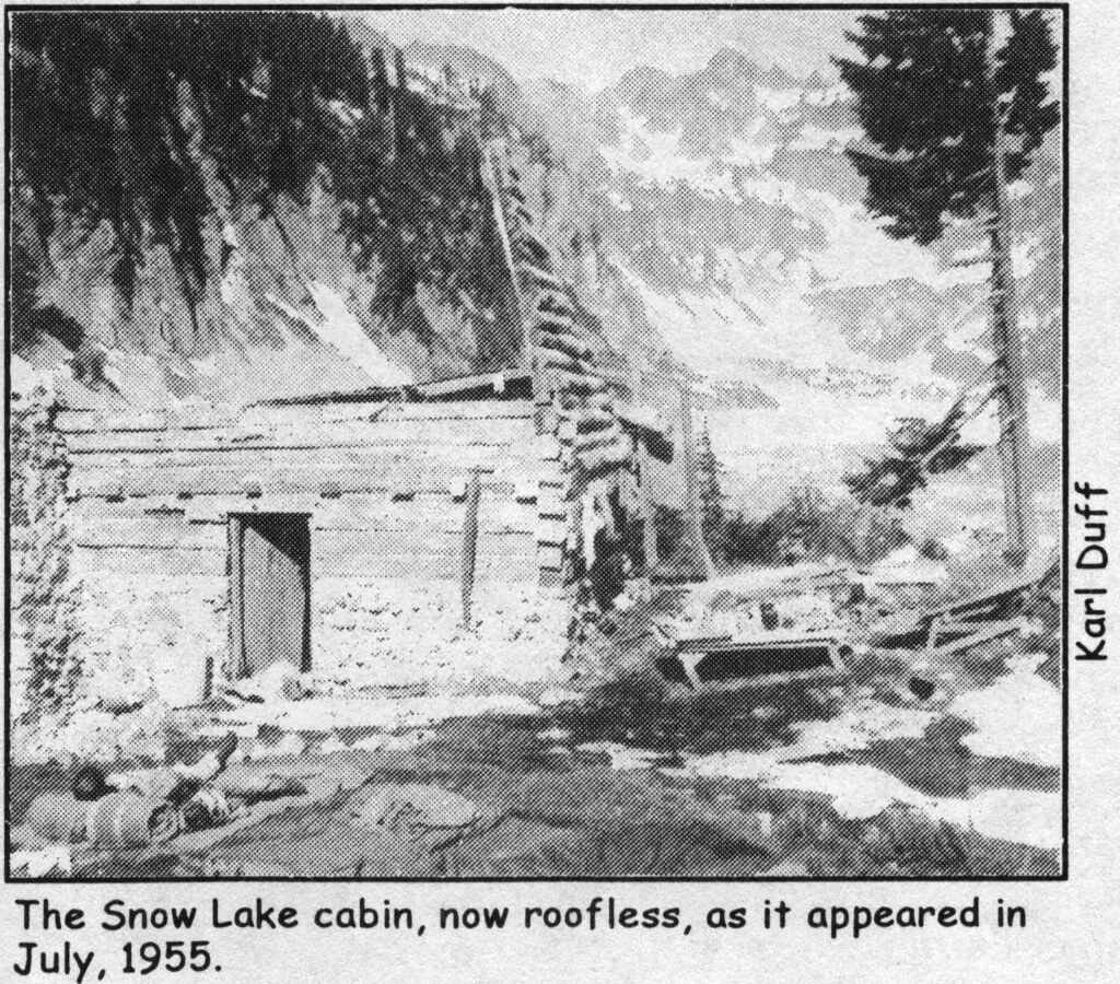 Snow Lake Cabin in July 1955, by Karl Duff Reproduced from… Flickr