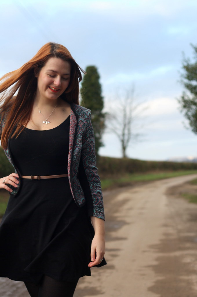 Cropped embroidered jacket, little black dress Sian Thomas Flickr