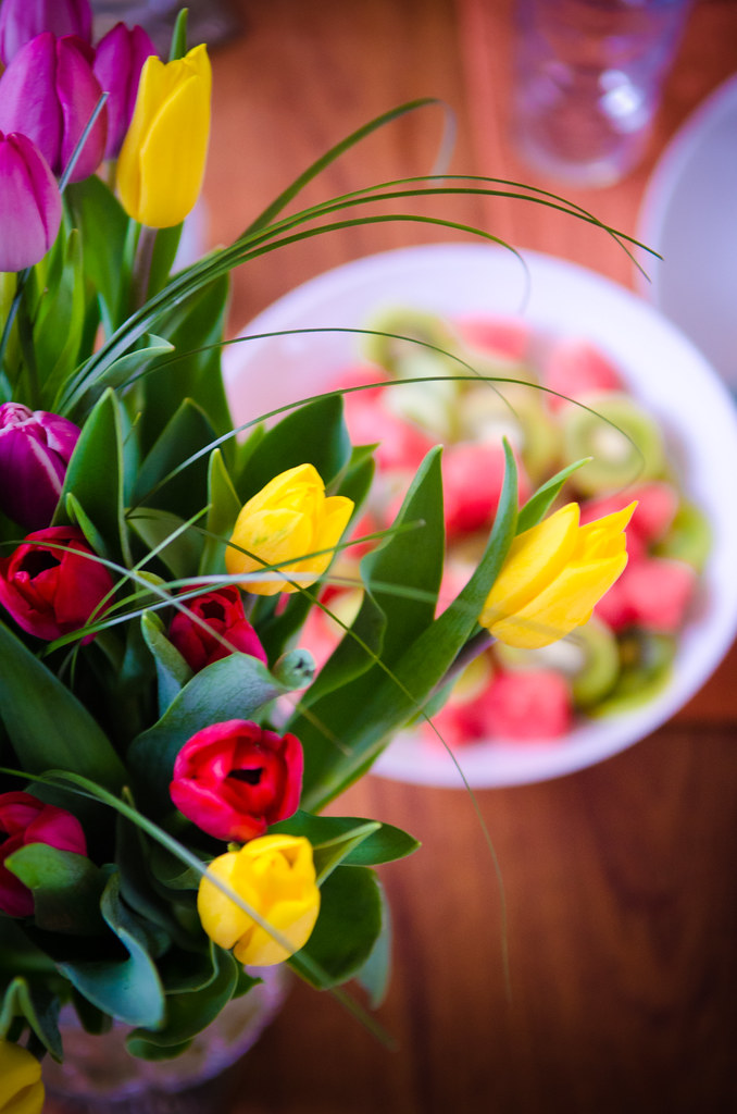 Fruit & Flowers Tulips, fruit salad Stephen Luke Flickr
