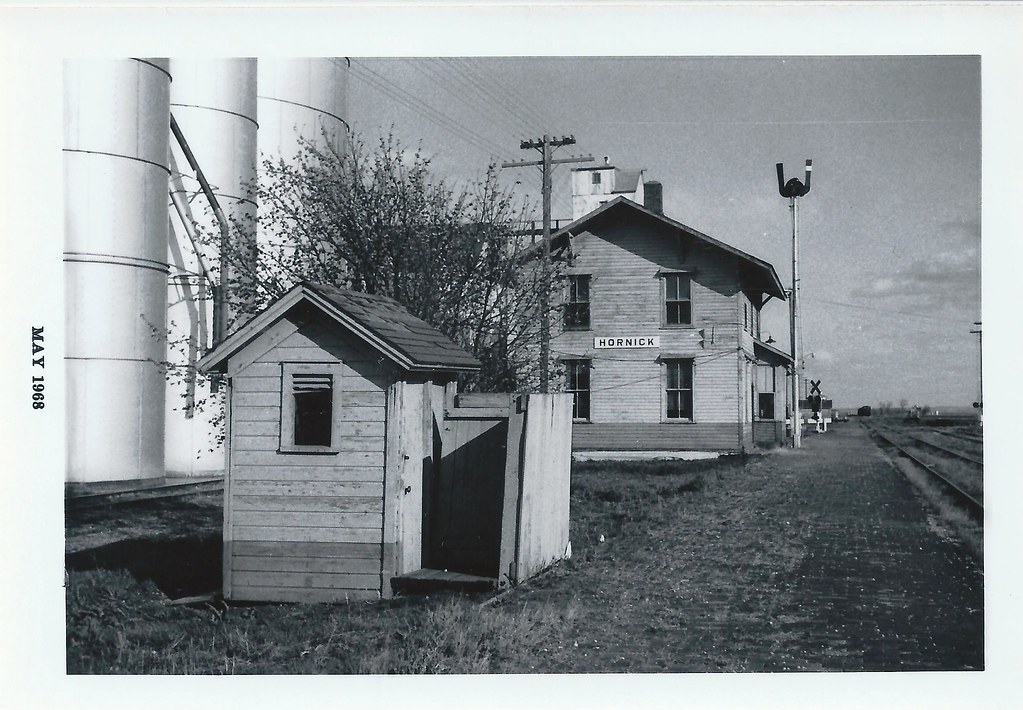 Hornick, Iowa, Milwaukee Road, Railroad Depot, Station, 1968, Grain