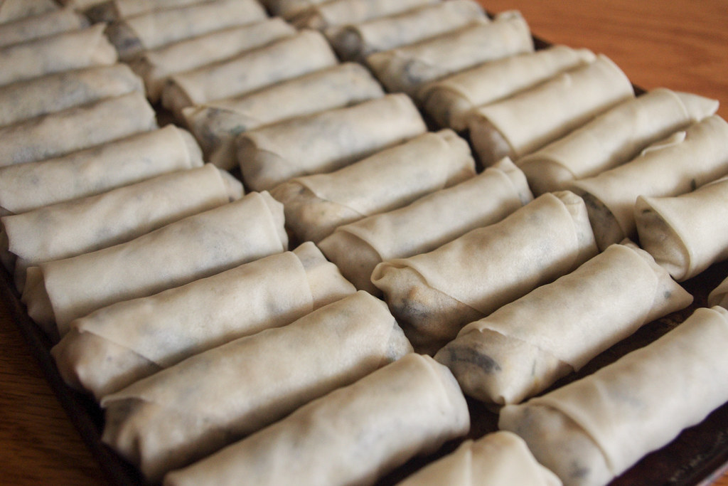 Egg rolls with cellophane noodles, tofu, and black mushroo… Flickr