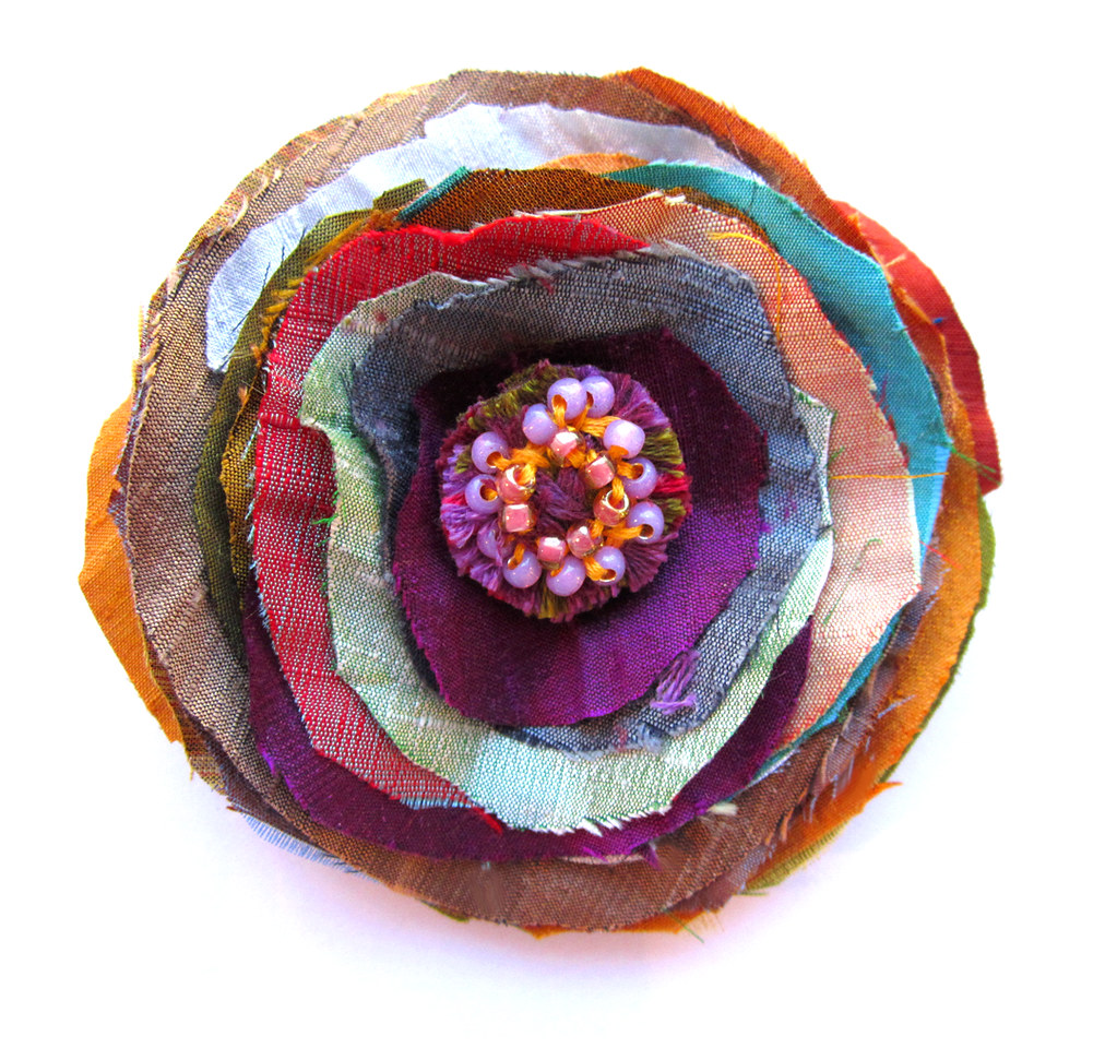 Festive Fall Upcycled Silk Flower Brooch Pin I incorporate… Flickr