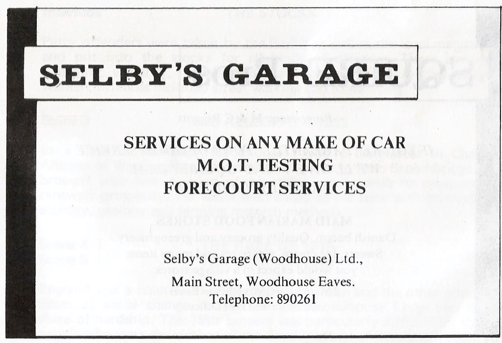 1979 ADVERT SELBYS GARAGE MAIN STREET WOODHOUSE EAVES Flickr