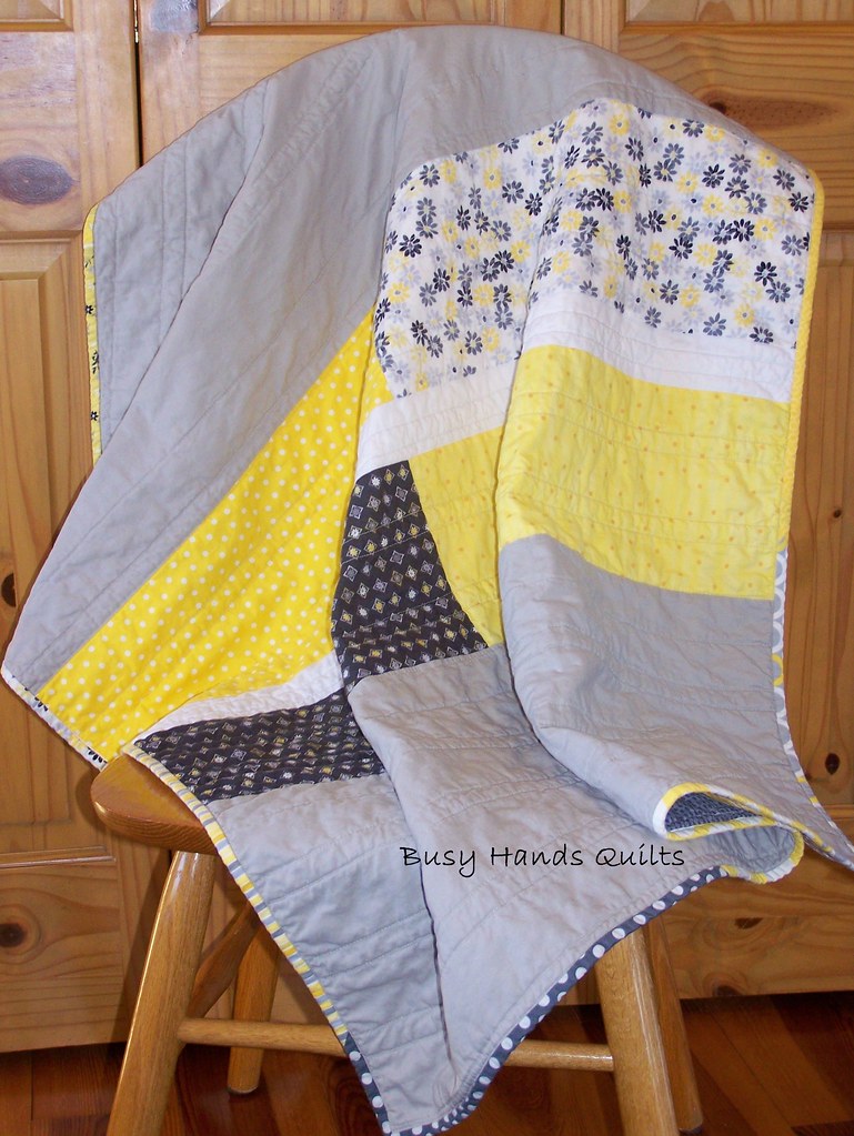 Gray and Yellow Baby Brick Quilt Backing Myra at Busy Hands Quilts