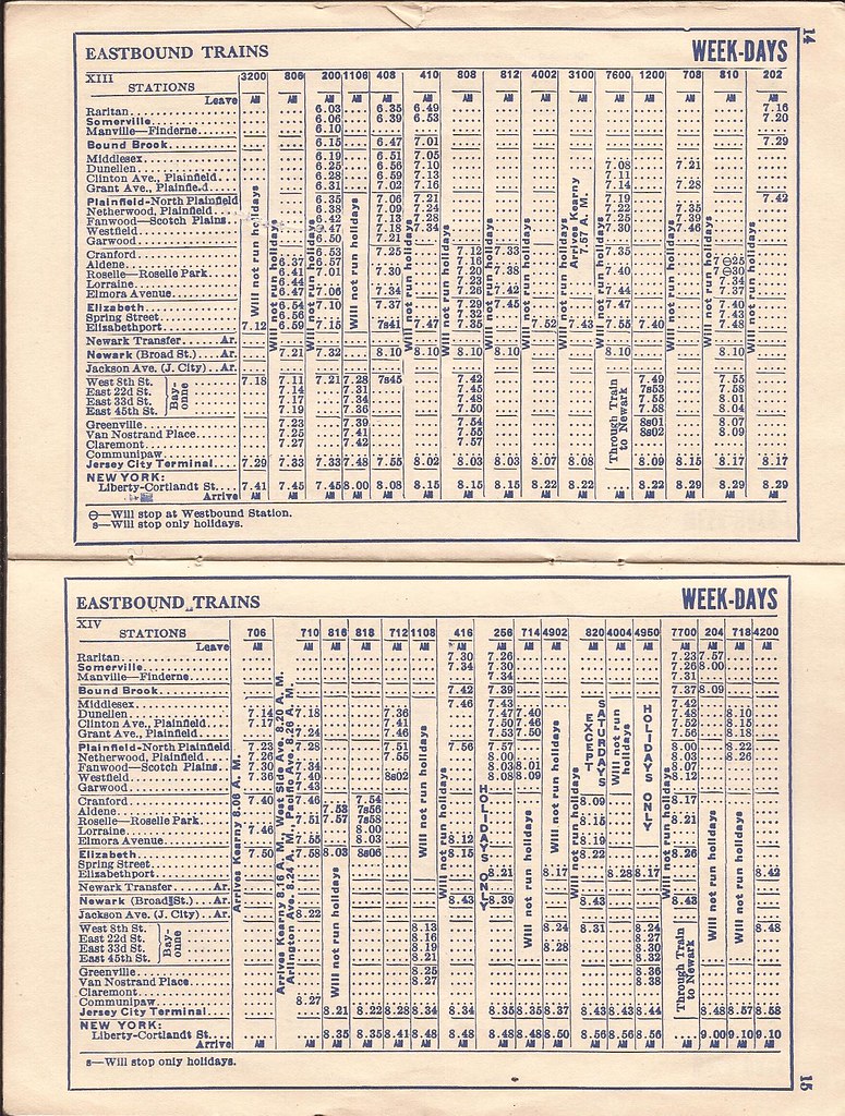Jersey Central Railroad Suburban Trains timetable Septem… Flickr