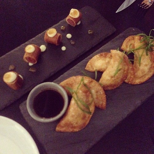 Chinese sausage pigs in a blanket + bacon egg cheese gyoza… Flickr