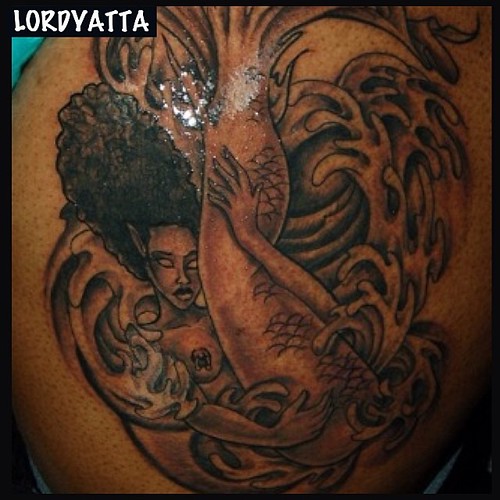 Mermaid tattoo afro waves womenwithtattoos hiptattoo… Flickr