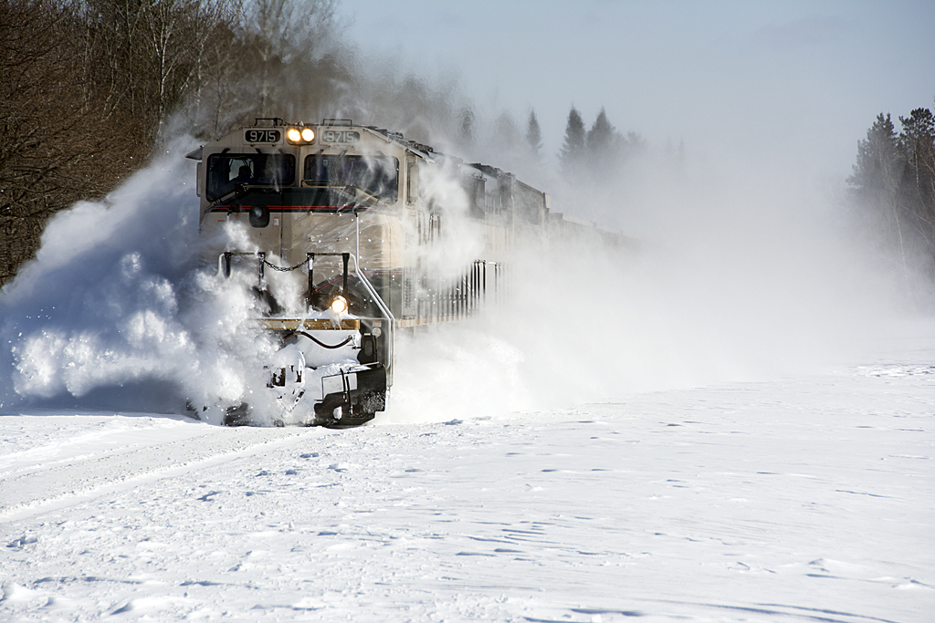 BNSF 9715 Blasting through the snow at Sawyer, MN Dan Mackey Flickr
