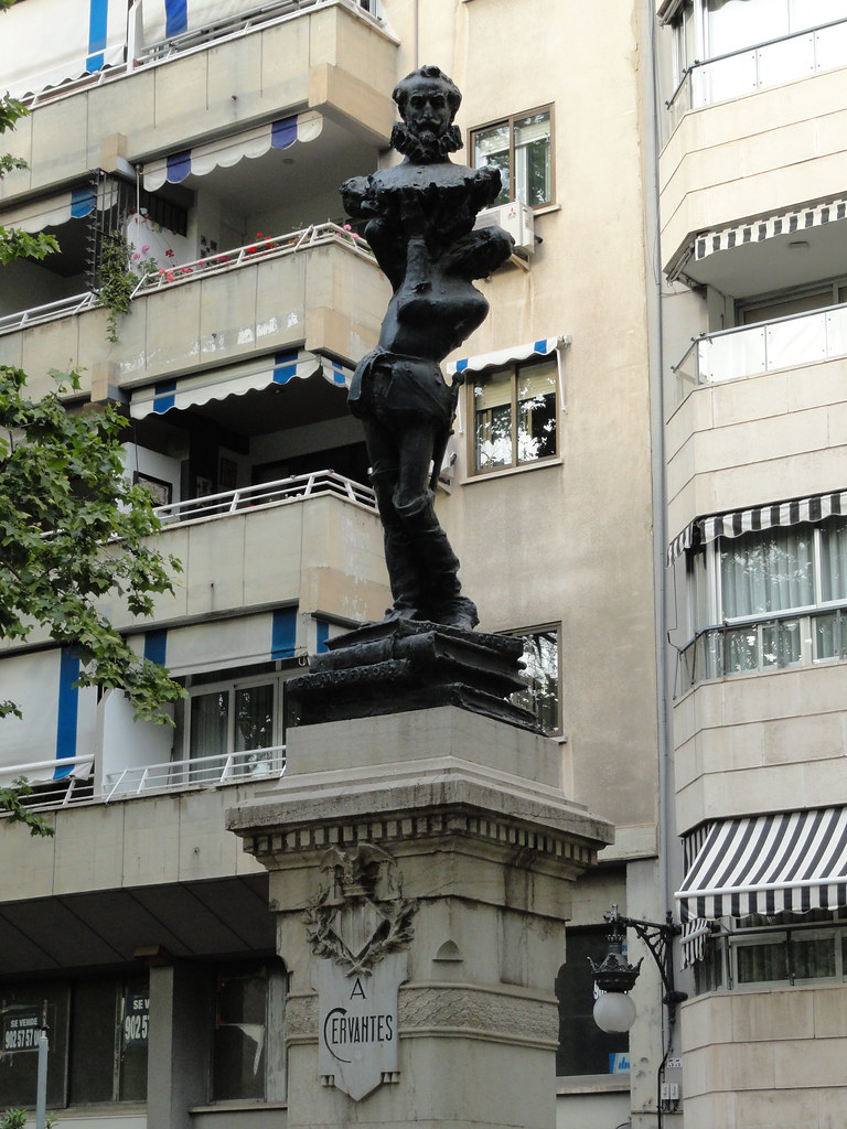 Statue of Miguel de Cervantes near Torres de Quart Flickr