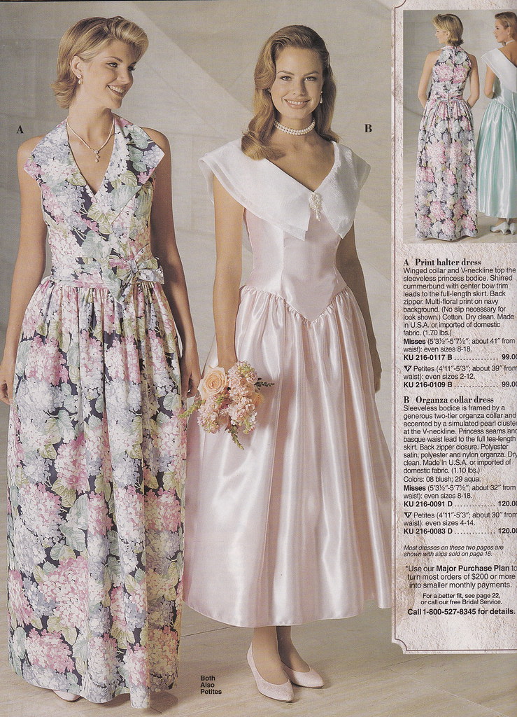 From a mid 90's JC Penney Bridal catalog The pink dress on… Flickr