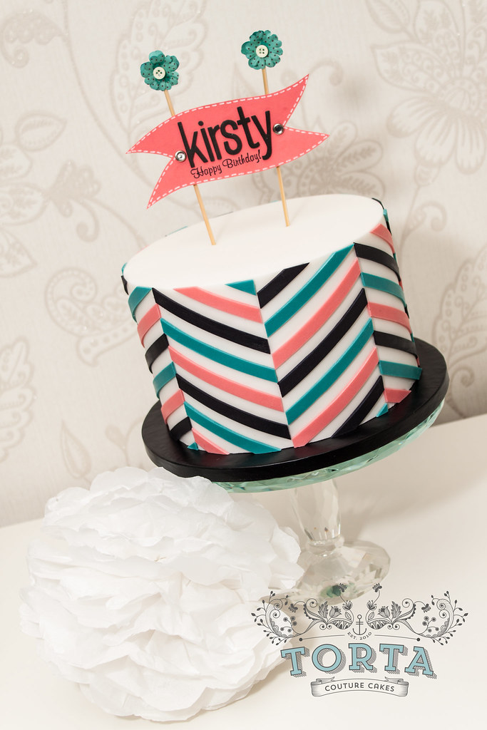 Offset Chevron Cake A birthday cake covered with an offset… Flickr
