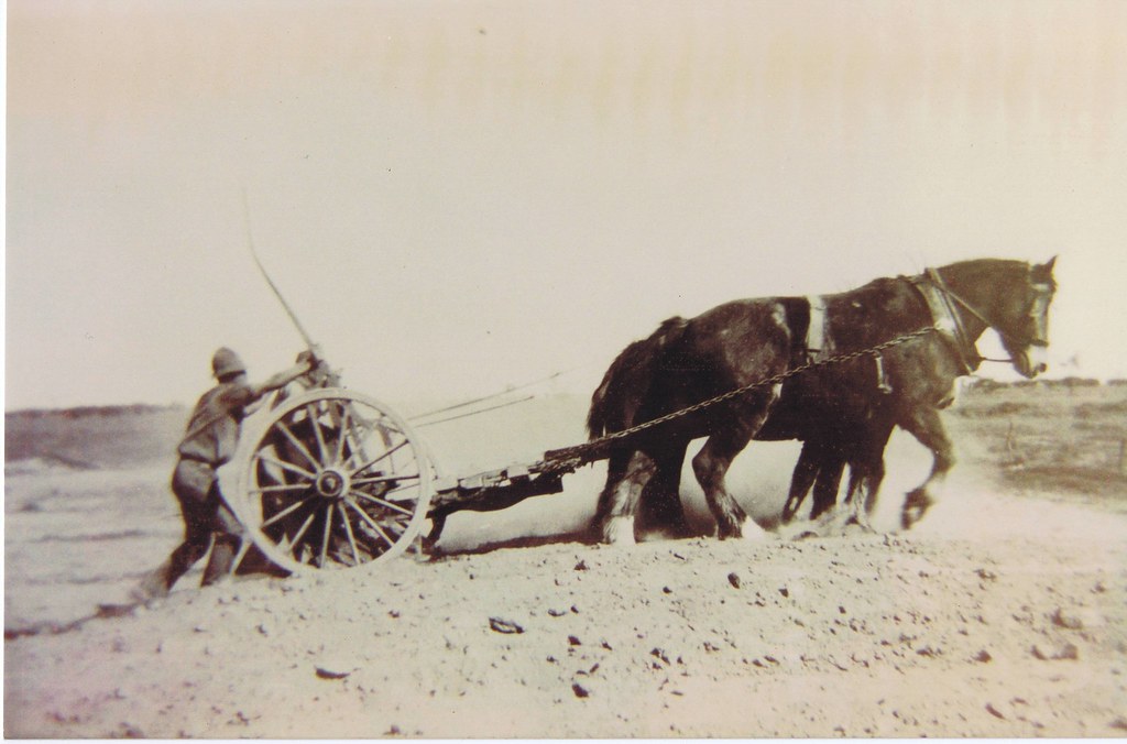 Earth scoop b Emptying a horse drawn scoop. These were use… Flickr