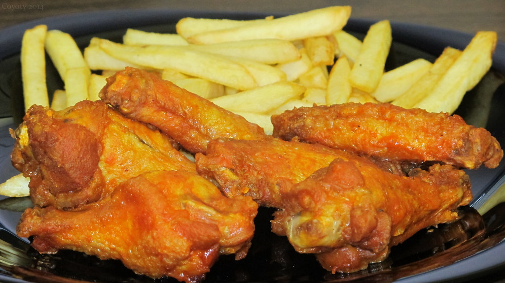 Buffalo wings and fries From the Corner Cafe at Tunxis Com… Flickr
