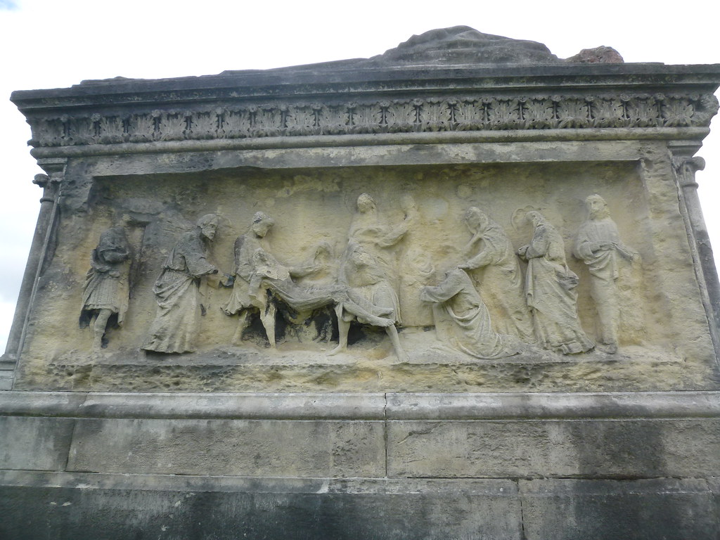 Glasgow Necropolis decayed scene on limestone monument Flickr