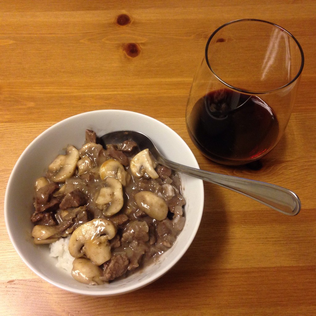 Beef stroganoff over rice As I thought, using white rice w… Flickr