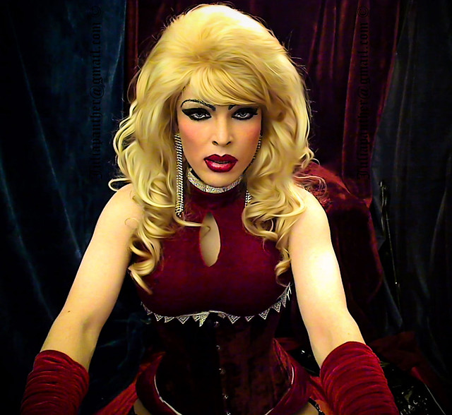 Glamour look red velvet dress, corset and gloves a photo on Flickriver