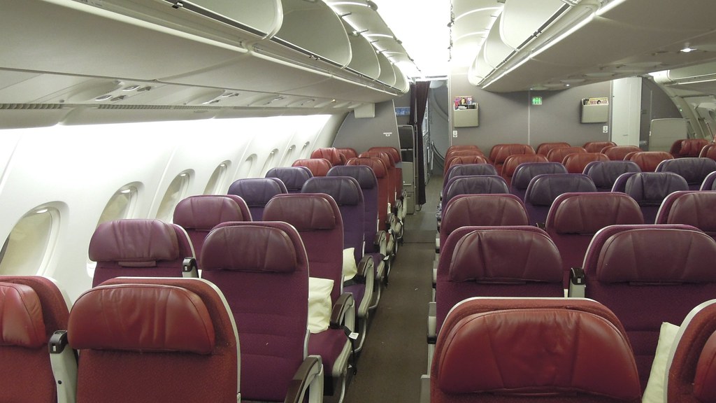 Malaysia Airlines A380 upper deck Economy cabin, Heathrow Flickr