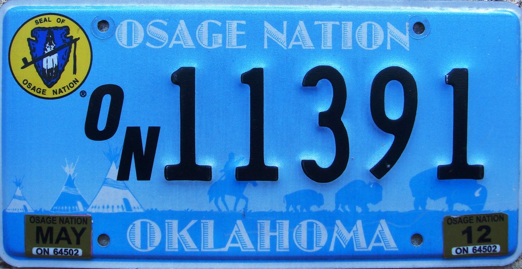 Osage Nation License Plate Oklahoma. One (rear) tribally i… Flickr