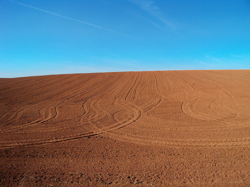 Tractor trails on field, North Wiltshire, PEI May 8, 2013 Larry