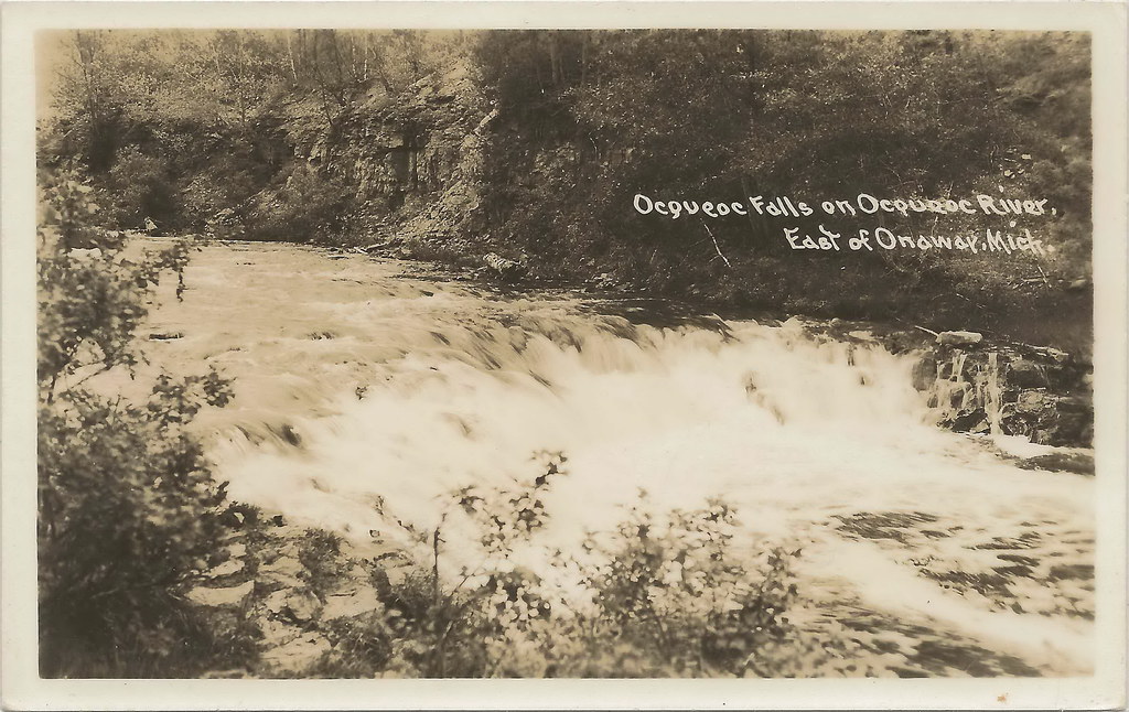 NE Onaway MI RPPC TROUT COUNTRY Ocqueoc River 1930s Fast W… Flickr