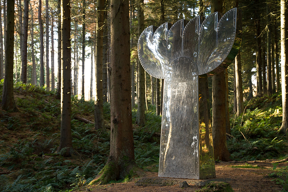 Forest Sculpture Sculpture in Clintery Forest Aberdeen. Eyrie man