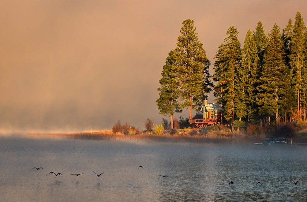 Lake Cabin A misty moody morning on Montana's Middle Thomp… Flickr