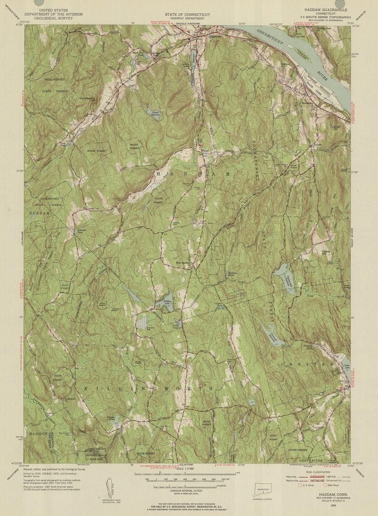 Haddam Quadrangle 1952 USGS Topographic Map 131,680 Flickr