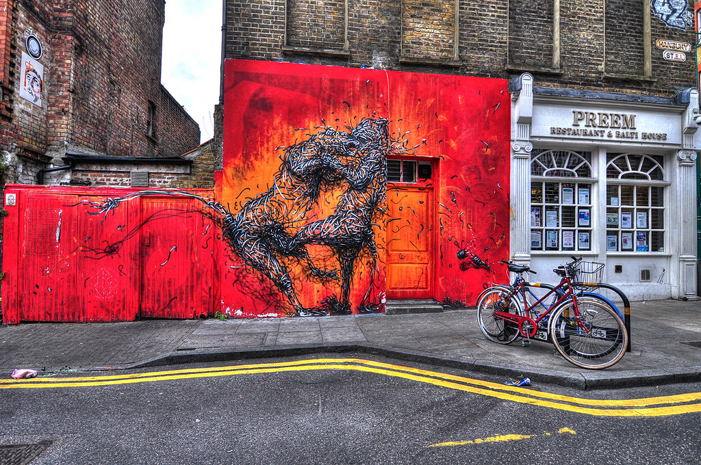 Rat Fight Graffiti Street Art Old Street London 2013 James