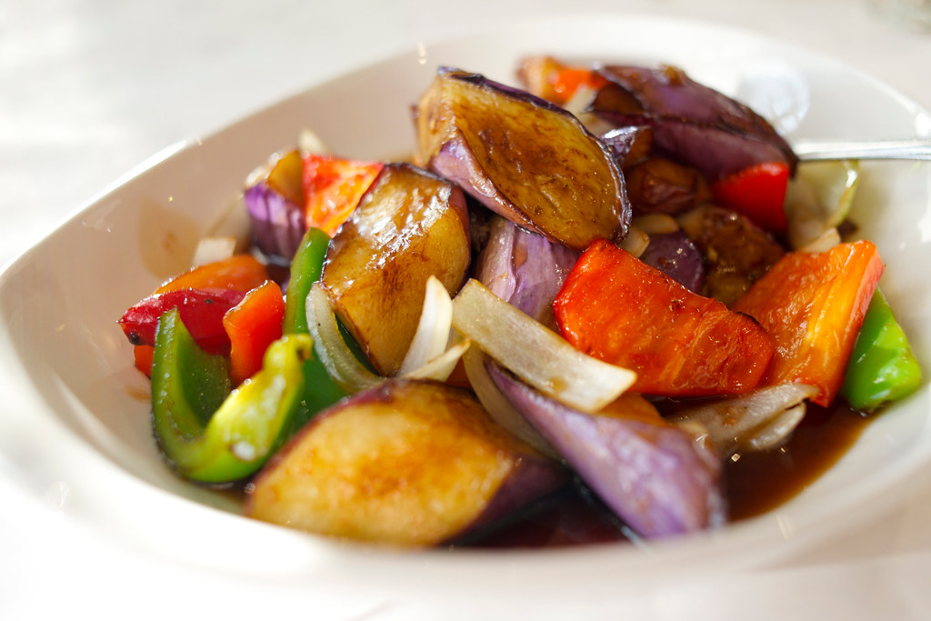 Wokfried eggplant Chinese eggplant, bell peppers, sweet o… Flickr