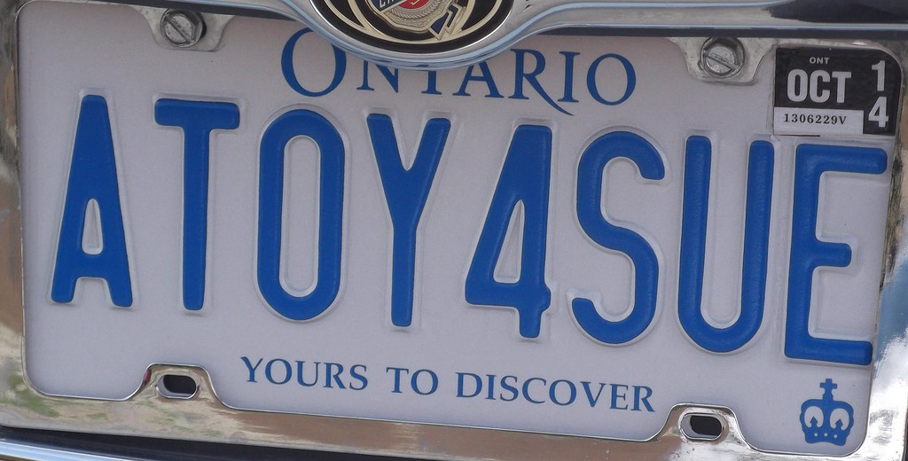ATOY4SUE A toy for Sue Vanity license plate, Ontario B C Flickr