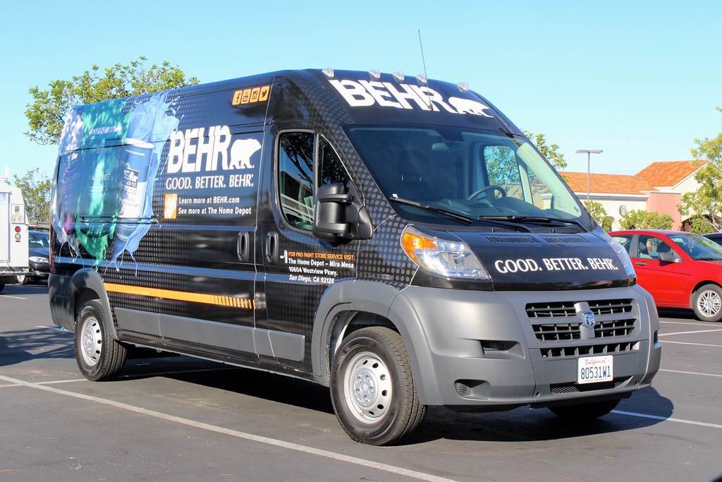 Behr Paint Ram Promaster van at Home Depot in San Diego. So Cal