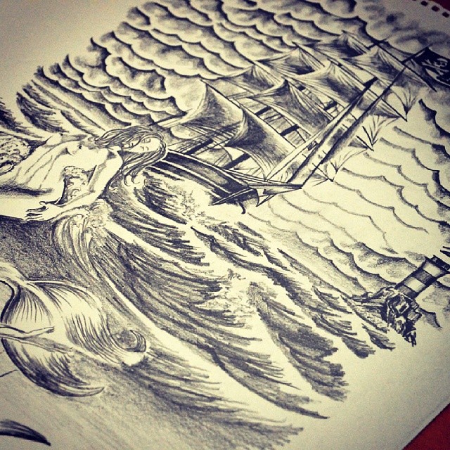 Pirate Ship, Lighthouse And Mermaids In This Full Sleeve T… | Flickr 640_x_640_jpg