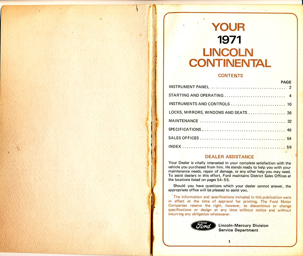 1971 Lincoln Owners Manual a photo on Flickriver