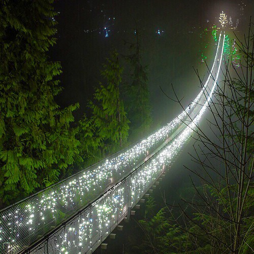 Capilano suspension bridge at night ️ ️ Vancouver Can… Flickr