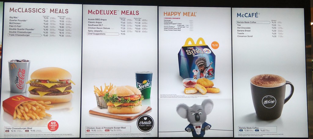 McDonald's Menu Australia 2017 Big Mac 5.55 Pay rates in… Flickr