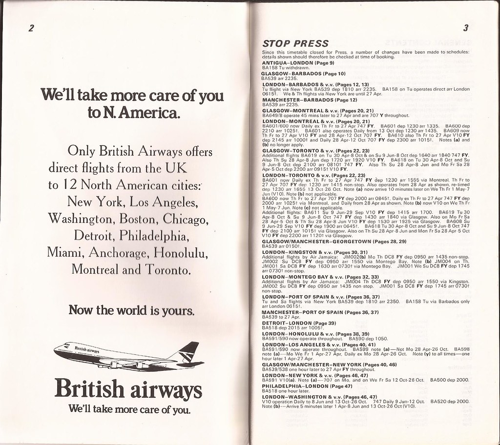 British Airways Transatlantic Services Timetable April 1… Flickr