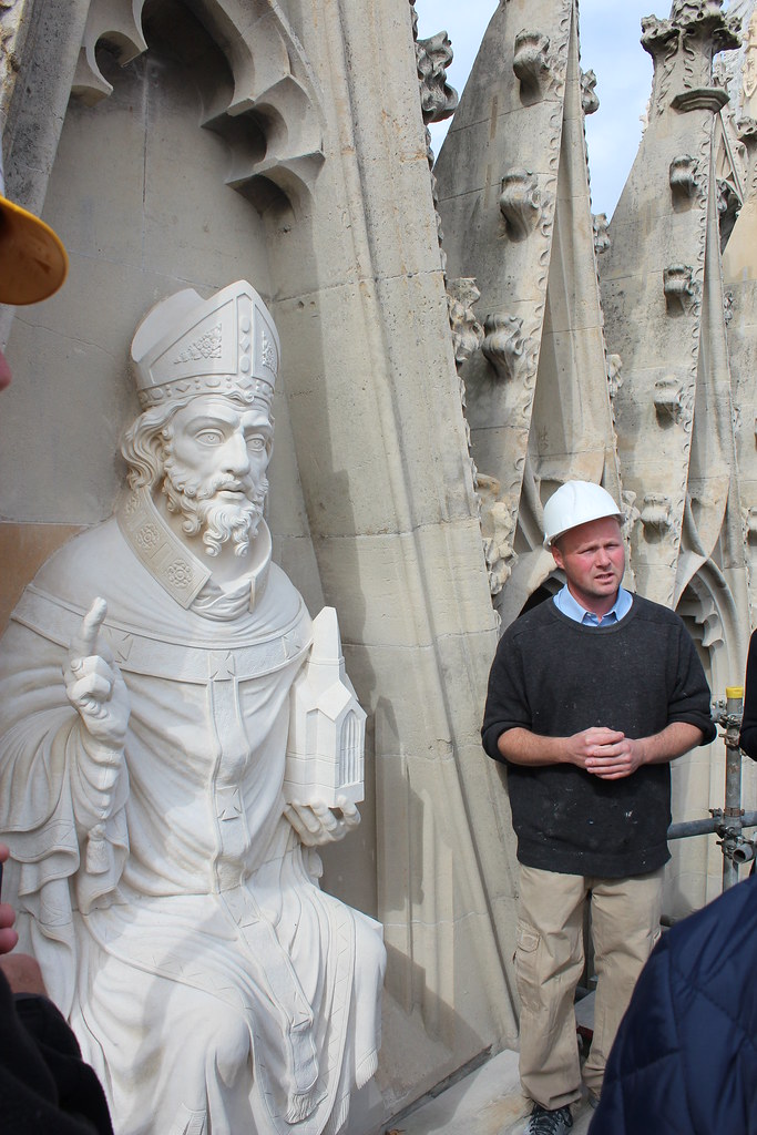 Statue of St. Peter York Minster scaffold tour York, Engla