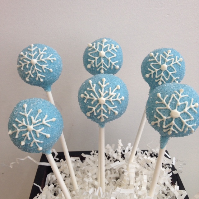 sugar snowflake Cake Pops dipped in light blue and topped … Flickr