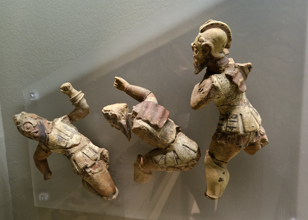 Etruscan painted terracotta pediment warrior figures from Caere a