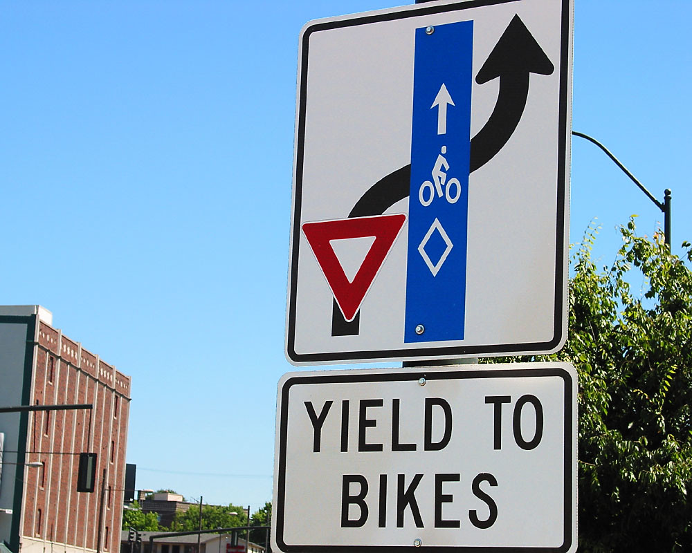 Blue bike lane sign Richard Drdul Flickr