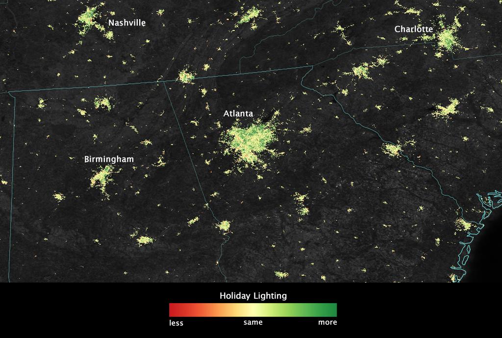 Satellite Sees Holiday Lights Brighten Cities Atlanta Flickr