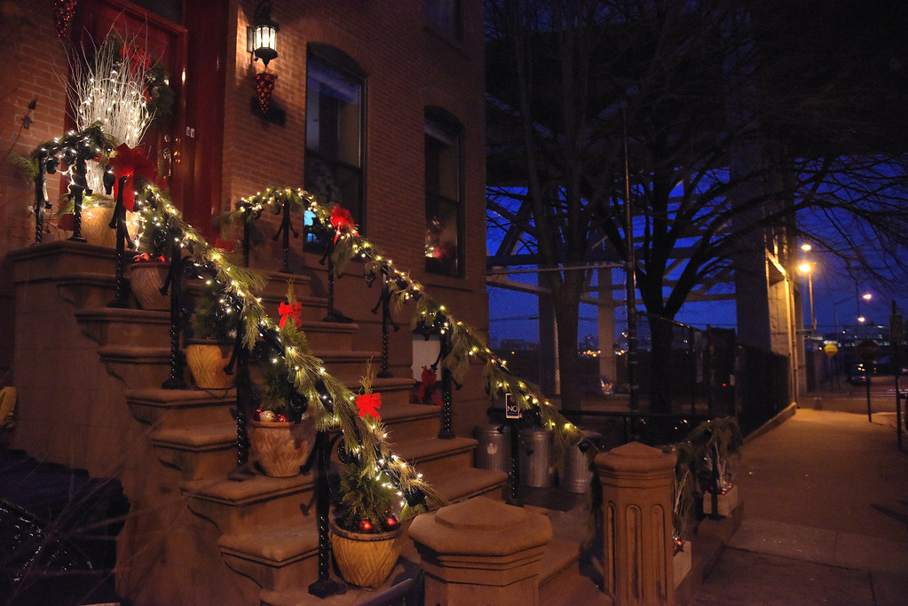 Brooklyn Street Scenes Christmas Lights on Stoop Flickr